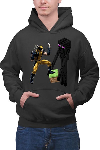 OEM Men's Hoodie Minecraft Enderman Wolverine Grass Cube