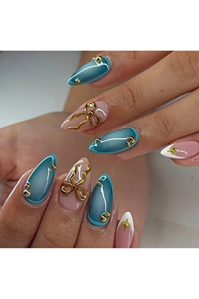 PİRAYE AKSESUAR 24'lü Soft Pembe Gold Baskı ve Charm Detaylı Kabartmalı Uzun ...