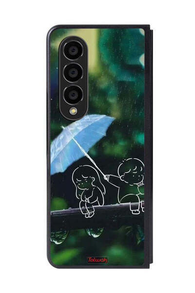 Tolwak غطاء حماية لهاتف سامسونج جالاكسي زد فولد 4 بتصميم زوجين من الفن التجريدي