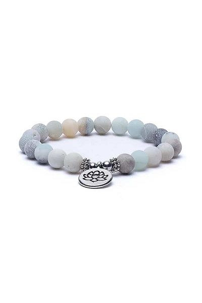 OEM BRĂȚARĂ | MALA | DIN CRISTALE NATURALE DE AMAZONIT ȘI SIMBOLUL LOTUS