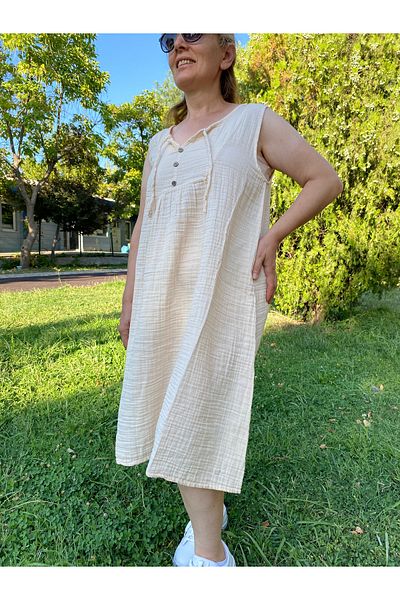 sielta 100% Cotton Yellow Women's Midi Length Muslin Dress