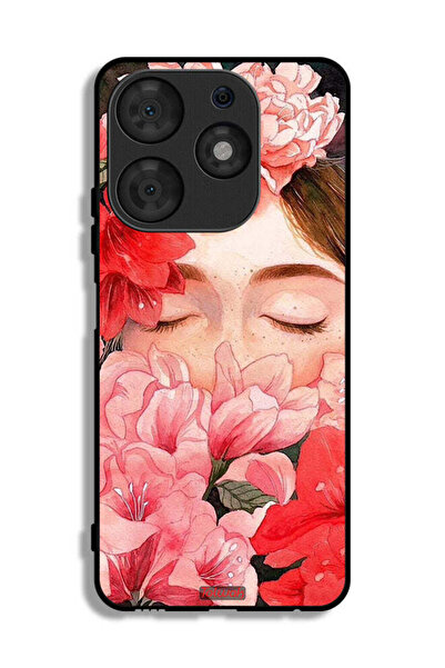 Tolwak Tecno Spark 10 Pro Protective Case Cover Girl Face Hide In Flowers Art