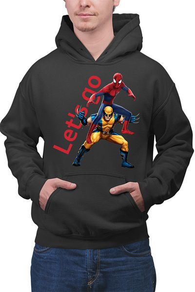 OEM Men's Hoodie Wolverine X-Men Spiderman Funny Hug Marvel DC Comics