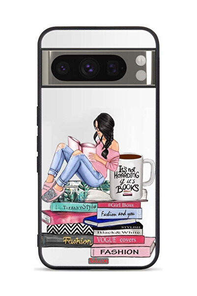Tolwak غطاء حماية لهاتف Google Pixel 8 Pro بتصميم فتاة وكتب الموضة الفنية