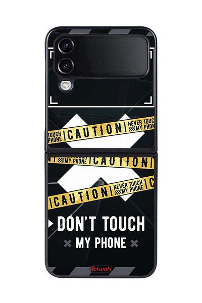Tolwak Samsung Galaxy Z Flip 4 Protective Case Cover Caution Never Touch My Phone