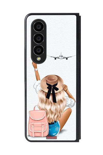 Tolwak Samsung Galaxy Z Fold 4 Protective Case Cover Girl Love Travel