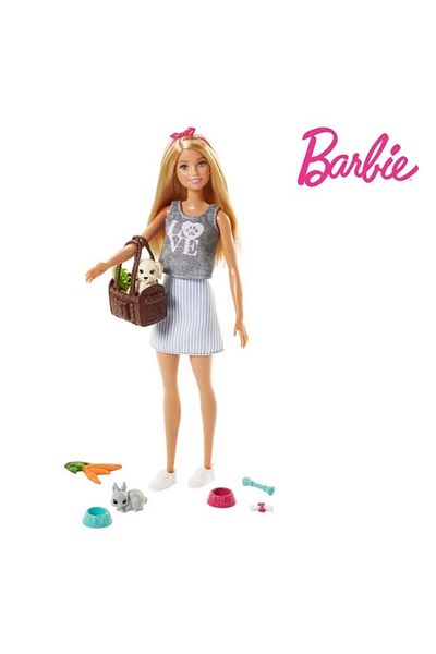 divendi-ro PapusPăpușă Barbie cu câine și multe accesorii, vârsta 3+ ani, 15x5.5x33cm, multicoloră