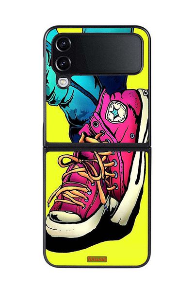 Tolwak Samsung Galaxy Z Flip 4 Protective Case Cover Canva Shoes Art