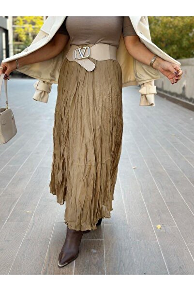 Fast Perry 3207 Ζαρωτή Φούστα Πράσινο Λαδί