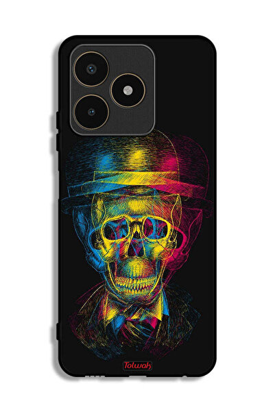 Tolwak غطاء حماية Realme C53 بتصميم جمجمة وقبعة ملونة وفن خيالي