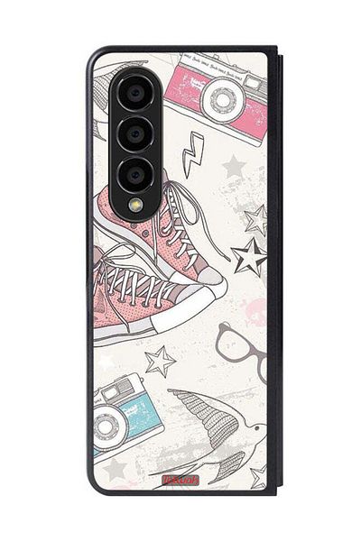 Tolwak Samsung Galaxy Z Fold 4 Protective Case Cover Canva Shoes And Camera Art