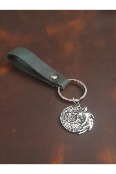 E&F Takı سلسلة مفاتيح من الجلد الحقيقي بتصميم KURT DRAGON