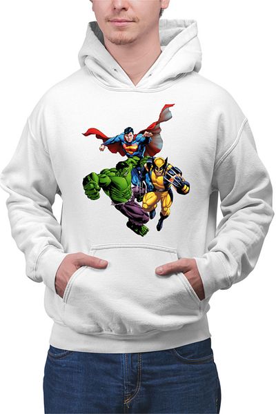 OEM Men's Hoodie Hulk Wolverine Superman Marvel Super Powers Heroes