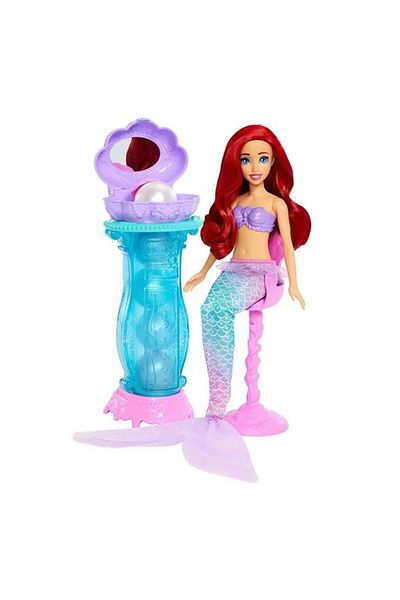 divendi-ro Păpușă Prințesa Ariel cu scoică, cu accesorii incluse, vârsta 3+ ani, 20.5x8x33cm, roz-albastru