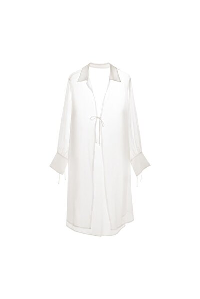 ESOTIQ Women's Beach Shirt Pareo Summer Tunic with Waist Tie Collar & Cuffs | Roma