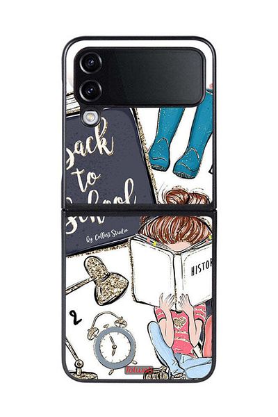 Tolwak Samsung Galaxy Z Flip 4 Protective Case Cover Back To School Girl Reading History
