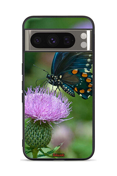 Tolwak غطاء حماية لجهاز Google Pixel 8 Pro بتصميم فراشة تجلس على زهرة