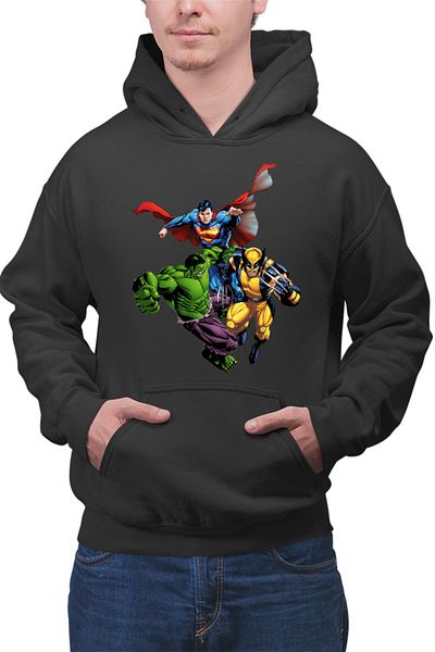 OEM Men's Hoodie Hulk Wolverine Superman Marvel Super Powers Heroes