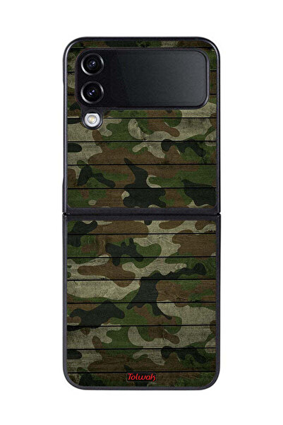 Tolwak غطاء حماية لهاتف Samsung Galaxy Z Flip 4 بنمط خشبي مموه