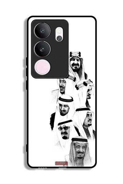 Tolwak غطاء حماية لهاتف فيفو V29 برو - فن ملوك السعودية - أبيض وأسود