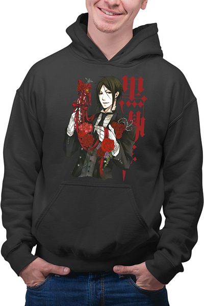 OEM Men's Hoodie Black Butler Waiter Demon Race Anime