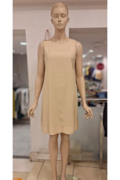 AYHAN Basic Dress with Shoulder Button Detail