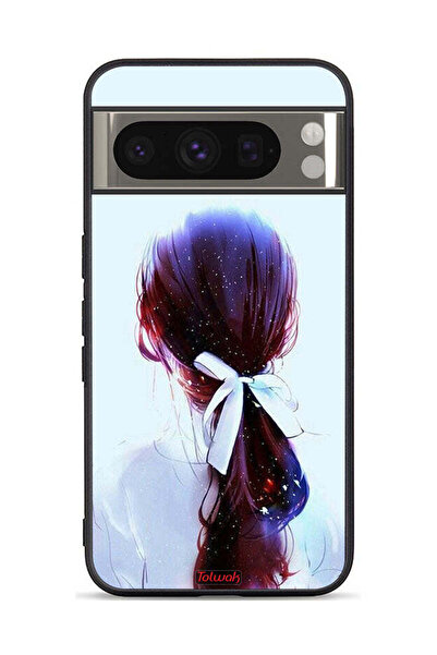 Tolwak غطاء حماية لهاتف Google Pixel 8 Pro بتصميم ربطة شعر مع رباط شعر وفن فتاة