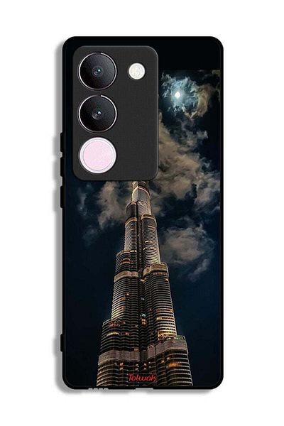 Tolwak غطاء حماية لهاتف فيفو V29 بتصميم برج خليفة في الليل