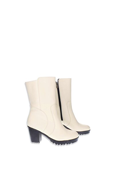 CZ London Kadın Hakiki Deri Kalın Topuklu Şık Casual Bot Fermuarlı Tam Kalıp Çizme