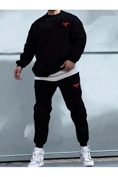 DAXİS Sportwear Company Men's Printed Tracksuit Set - Crew Neck Sweat Jogger Sweatpants