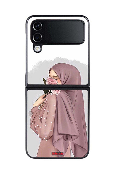 Tolwak غطاء حماية لهاتف سامسونج جالاكسي زد فليب 4 بتصميم فتاة تحمل ورودًا