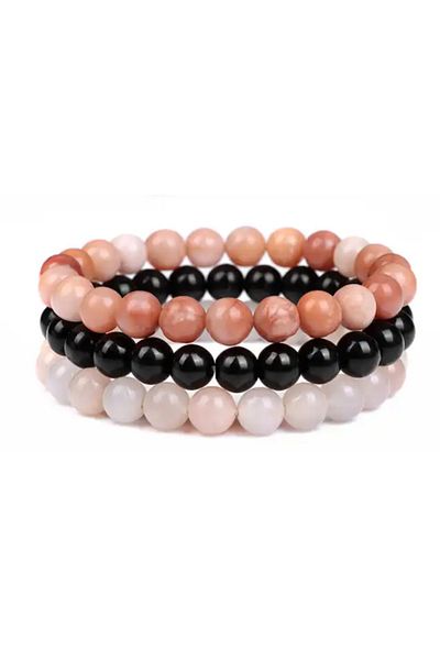 OEM SET OF 3 NATURAL CRYSTAL BRACELETS | RED AVENTURINE | ONYX | PINK AVENTURINE