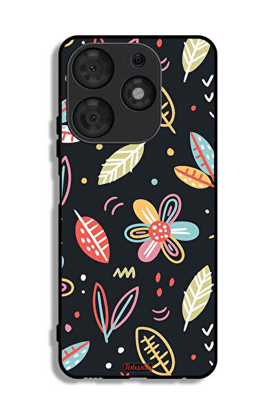 Tolwak غطاء حماية لهاتف تكنو سبارك 10 برو بطبعة زهور وأوراق فنية تجريدية