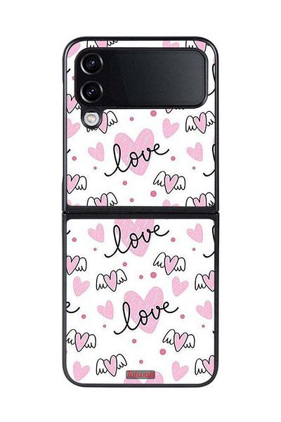 Tolwak Samsung Galaxy Z Flip 4 Protective Case Cover Love And Heart Art Pattern
