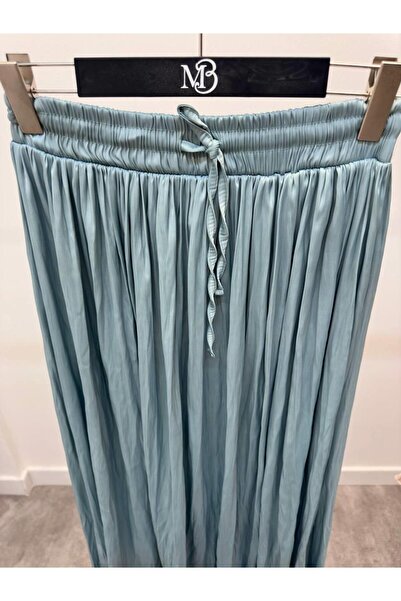 Maldia Shop Women's Crushed Lace Midi Water Green Skirt