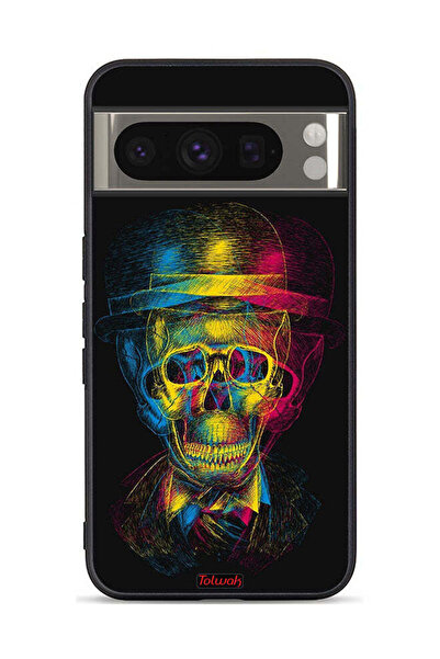 Tolwak غطاء حماية لجهاز Google Pixel 8 Pro بتصميم جمجمة وقبعة ملونة وفن خيالي