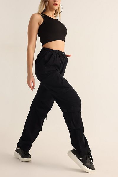 My Blog Black Elastic Leg Trousers