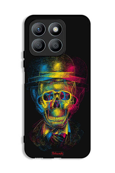 Tolwak غطاء حماية لهاتف Honor X8b - جمجمة وقبعة ملونة - فن خيالي