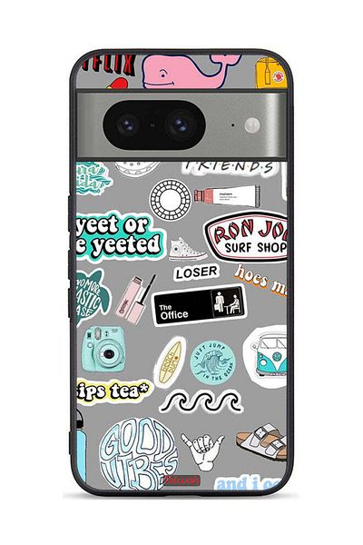 Tolwak Google Pixel 8 Protective Case Cover Good Vibes Stickers