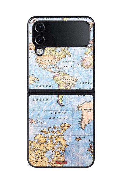 Tolwak غطاء حماية لهاتف Samsung Galaxy Z Flip 4 بتصميم خريطة العالم