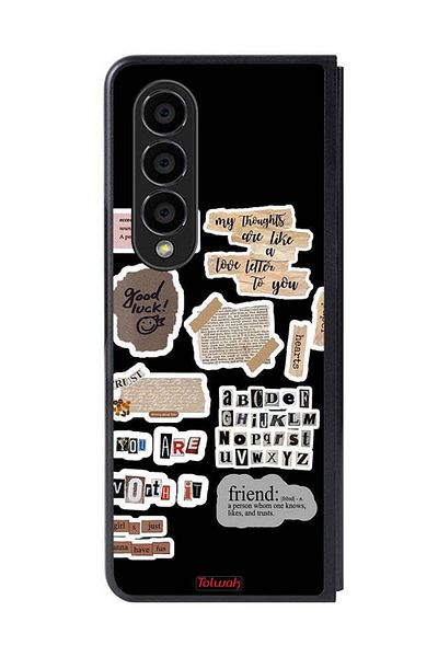 Tolwak Samsung Galaxy Z Fold 4 Protective Case Cover Good Luck Quotes Stickers