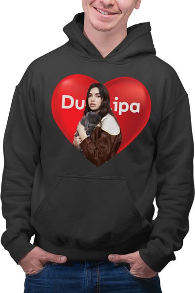OEM Men's Hoodie Dua Lipa Levitating One Kiss Lyrics Heart Puppy