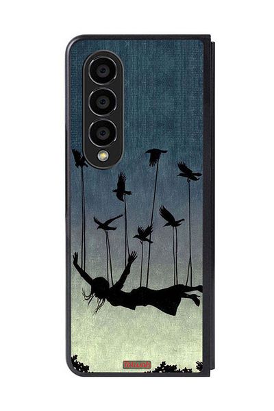 Tolwak Samsung Galaxy Z Fold 4 Protective Case Cover Birds Holding Fallen Girl