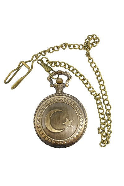 UpWay Moon Star Pattern Battery Operated Brass Chain Watch with Tile Pattern ...