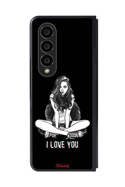 Tolwak غطاء حماية لهاتف سامسونج جالاكسي زد فولد 4 بتصميم "أحبك"