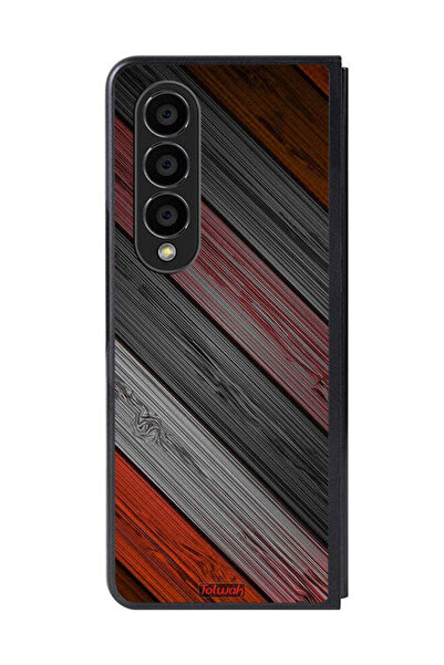 Tolwak غطاء حماية لهاتف سامسونج جالاكسي زد فولد 4 بنمط خشبي ملون