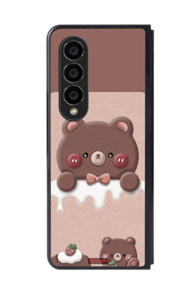 Tolwak غطاء حماية لهاتف سامسونج جالاكسي زد فولد 4 بتصميم دب الفراولة