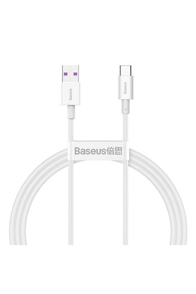 Baseus Cablu de alimentare și date Baseus, Superior, încărcare rapidă, USB la USB Tip-C 66W 1m, alb