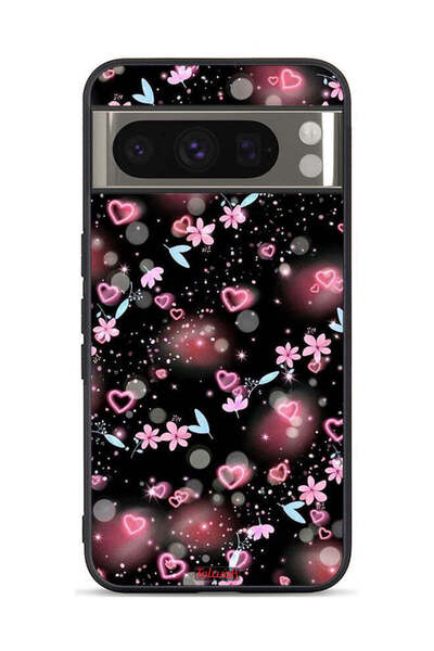Tolwak غطاء حماية لجهاز Google Pixel 8 Pro برسومات قلوب وأزهار صغيرة