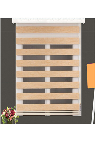 Nursu Perde SütlüKahve Bambu Stor Zebra Perde Etek Dilimsiz